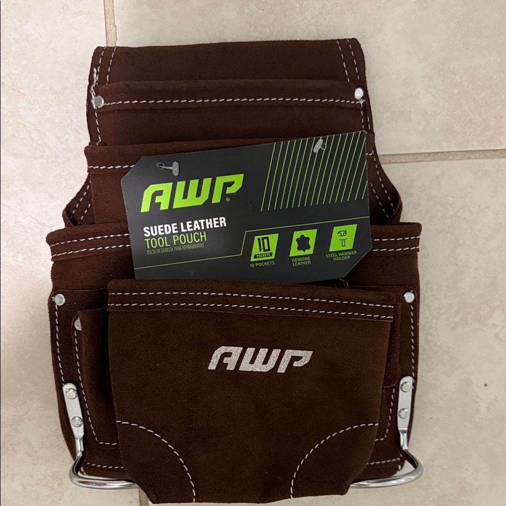 NWT AWP Brown Suede Leather Tool Pouch